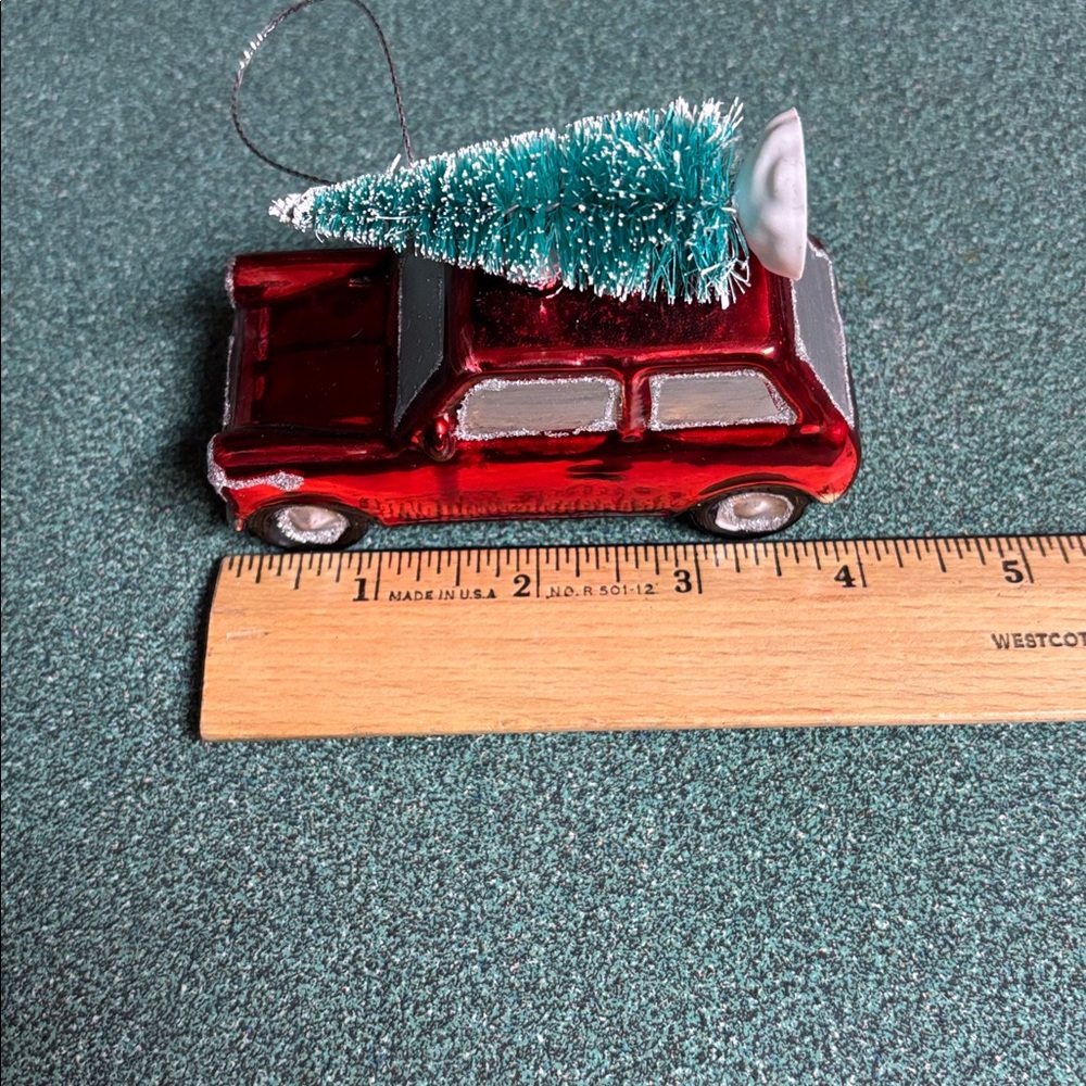 AVON Red Holiday Car Ornament with Tree - Picture 3 of 3
